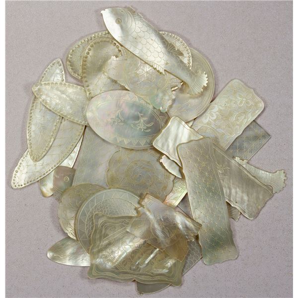 CHINA: LOT of 27 mother of pearl tokens