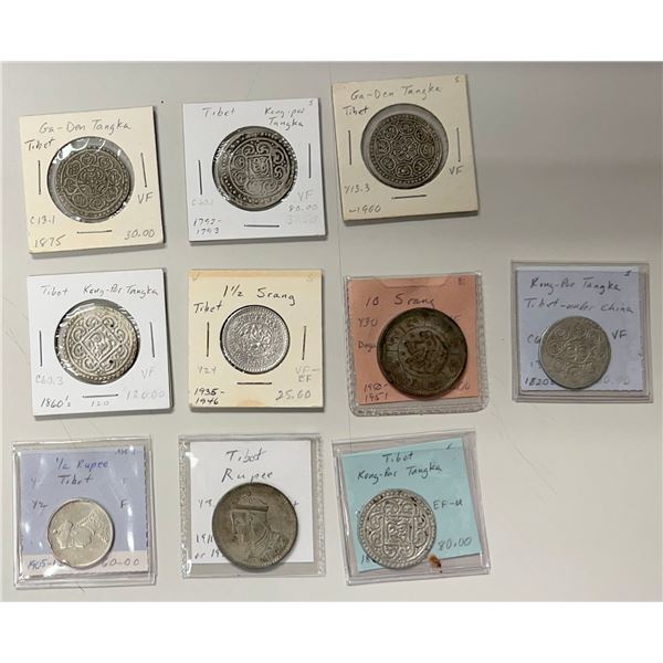 CHINA: TIBET: LOT of 10 silver coins