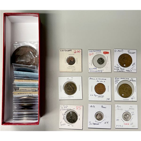WORLDWIDE: LOT of 40 coins, tokens, and medals