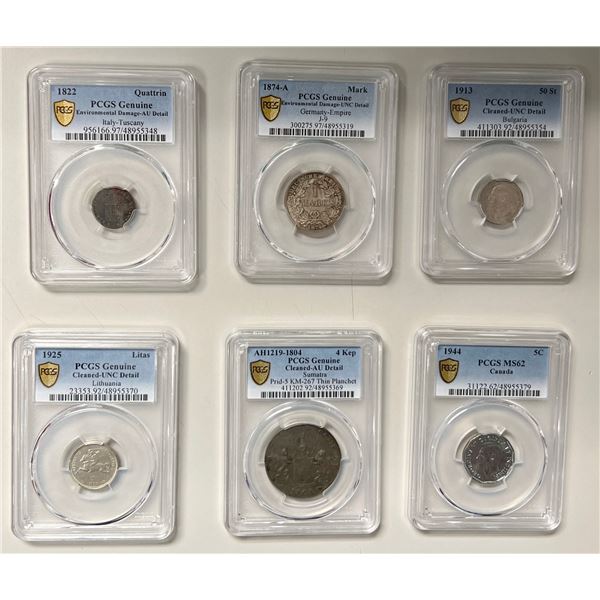 WORLDWIDE: LOT of 6 certified coins