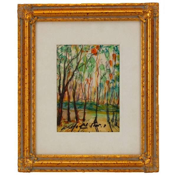 Zvi Rafaeli Trees Watercolor Painting