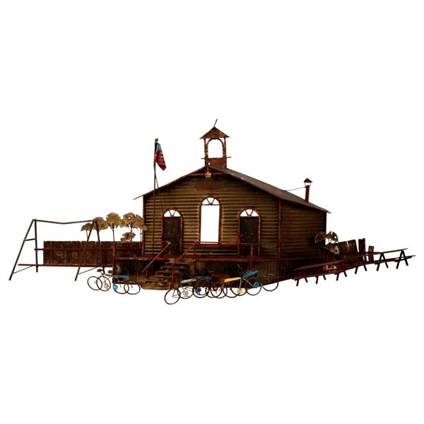 Signed Curtis Jere Schoolhouse Wall Sculpture