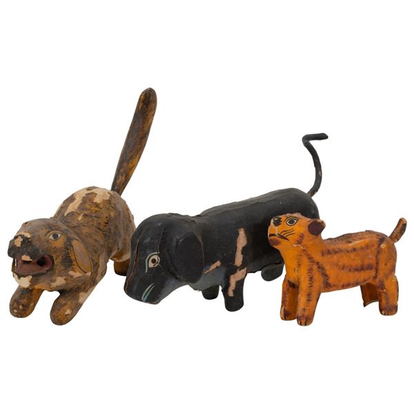 Carved Wood Folk Art Animal Lot- Mexico