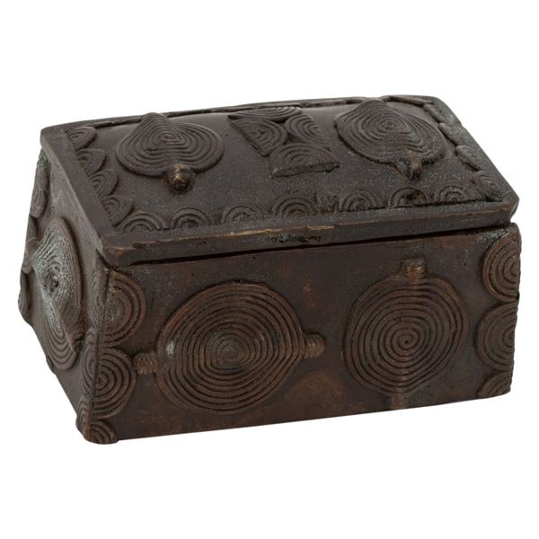 African Bronze Stick Bundle Lidded Trinket Box