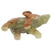 Image 4 : Carved Green Onyx Elephant with Raised Trunk