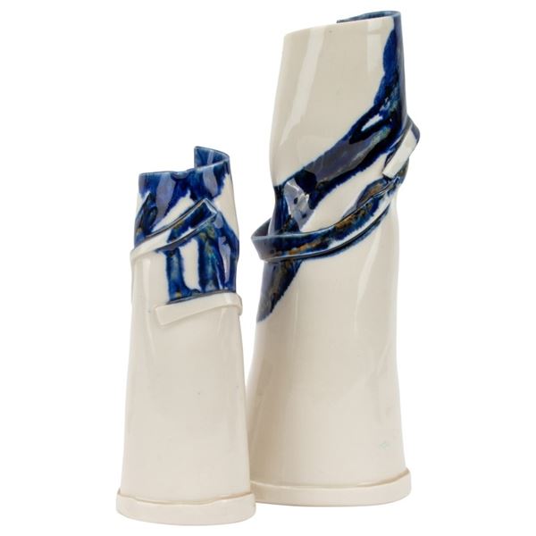 Ingrid Junga Clay Ceramic Abstract Vases- Pair