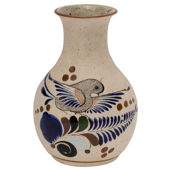 Mexican Tonala Handpainted Pottery Bird Vase