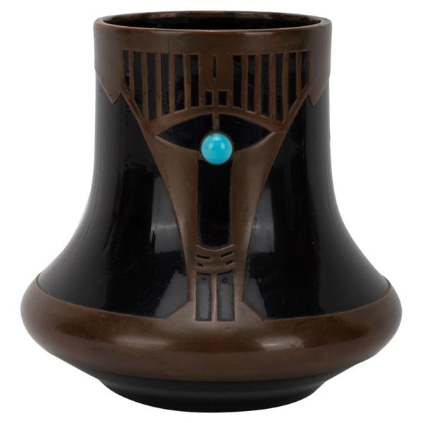 Mid Century Copper & Ceramic Vase