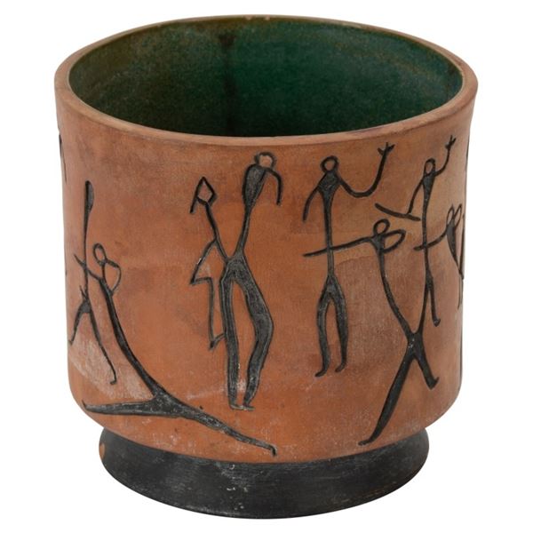Abstract Figural Texcoco Mexico Ceramic Pot