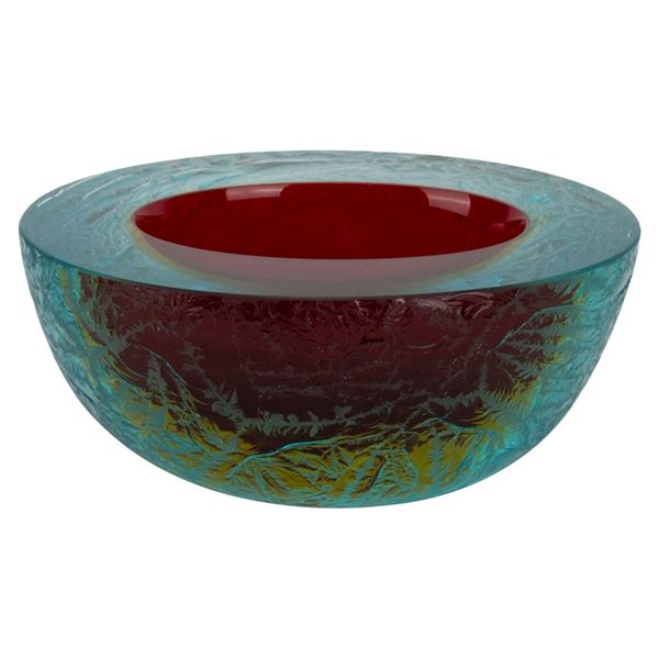 MCM Barbini Murano Crackle Glass Geode Bowl- Italy