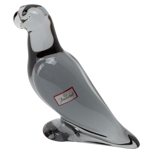 Baccarat France Crystal Parrot Figurine, Grey