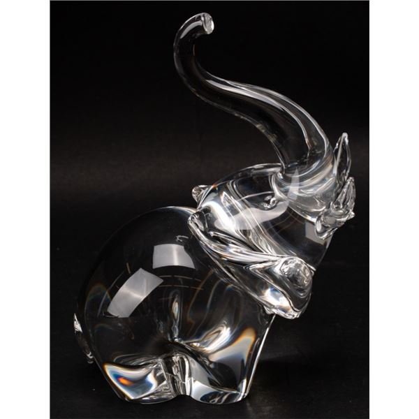 Steuben Art Glass Trunk Up Elephant