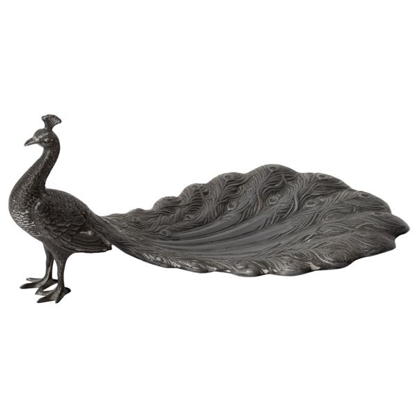 Signed Art Deco Peacock Spoon Holder
