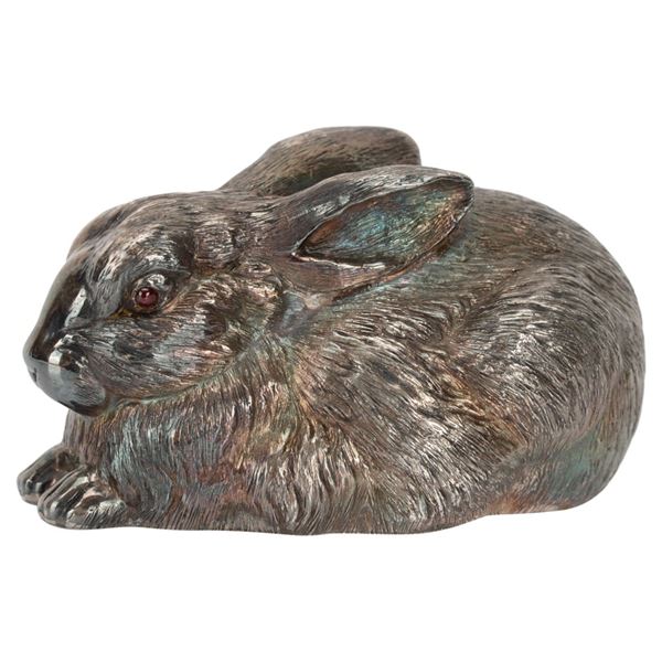Feodor Ruckert Russian Silver Rabbit Sculpture