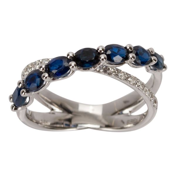 Effy 14K Diamond & Blue Sapphire Crossover Ring