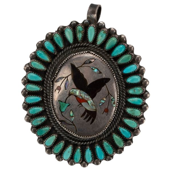 Native American Sterling Turquoise Pendant