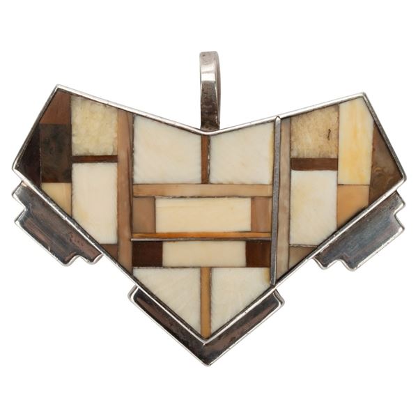 Ray Tracey Navajo Sterling Inlaid Pendant