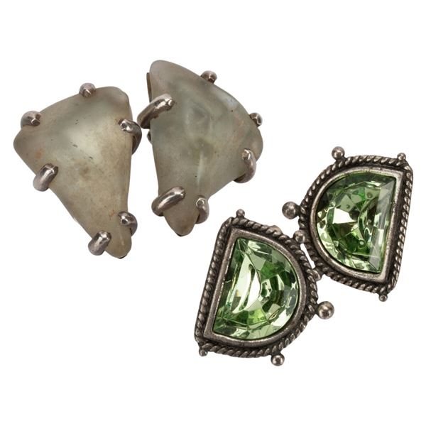 Sterling Earring Lot: Libyan Desert Glass, Peridot