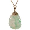 Image 2 : 14K Chinese Carved Jade Pendant Necklace