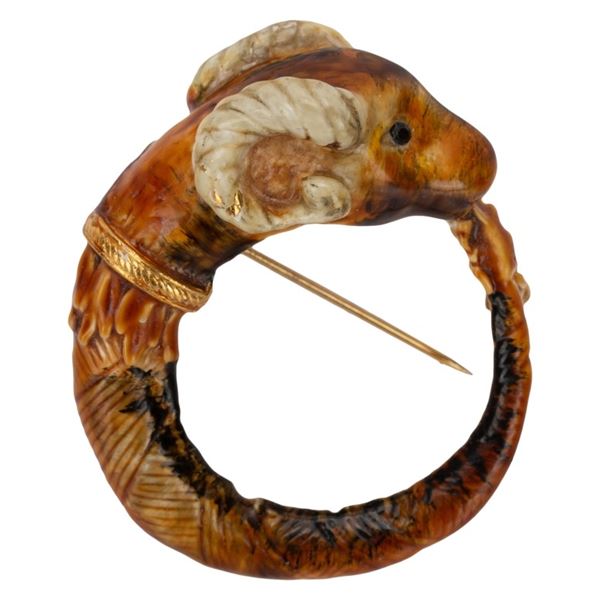Original by Robert Enamel Ram Aries Brooch