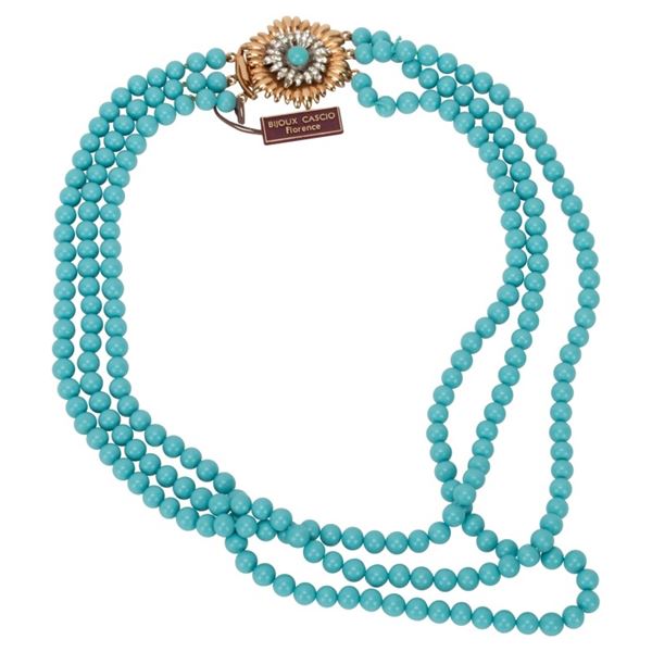 Bijoux Casio Italy Turquoise Glass Necklace
