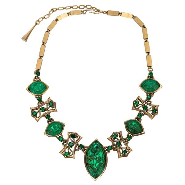 Emerald Ice Green Glass Choker Necklace