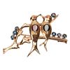 Image 1 : 18K Jeweled Love Birds on a Branch Figural Brooch