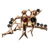 Image 2 : 18K Jeweled Love Birds on a Branch Figural Brooch