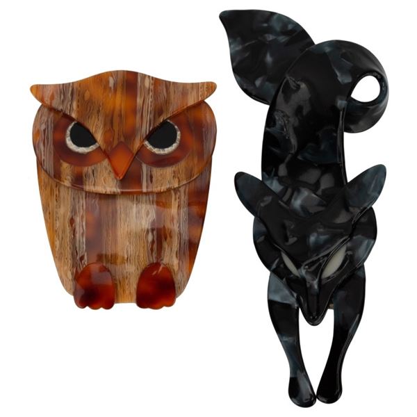 Signed Lea Stein Paris Celluloid Animal Pins