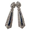 Image 1 : 14K Diamond & Sapphire Art Deco Style Earrings