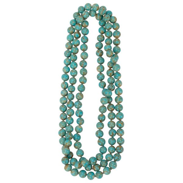 Turquoise Stone Hand-Knotted Bead Necklace