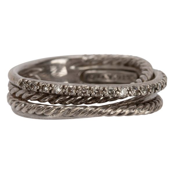 David Yurman Crossover Silver Diamond Ring Size 7