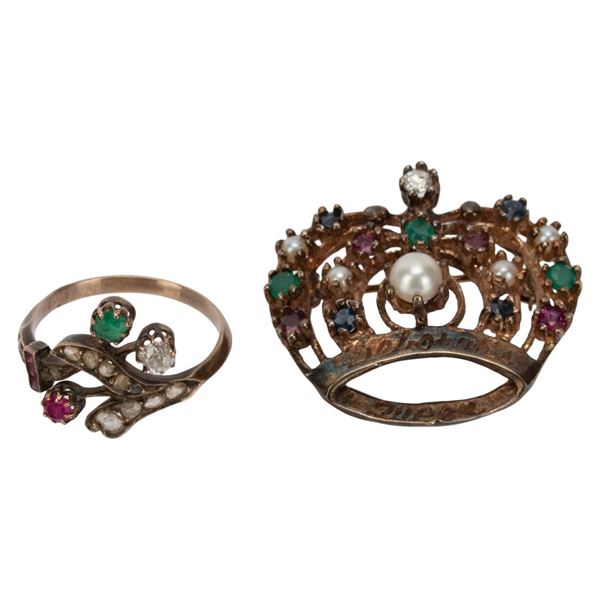 Antique Jeweled Gold Filled Jewelry Lot
