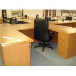 Oak U-Shaped Bowfront Executive Desk