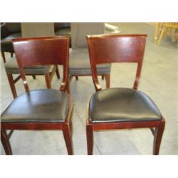 Wood Framed Black Leather Dining Chair