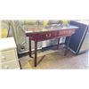 Image 1 : 2 DRAWER GLASS TOP MAHOGANY HALL TABLE 48" X 16" X 31"