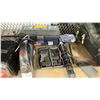 Image 3 : SHELF OF ASSORTED ITEMS INCLUDING; MOTOMASTER BATTERY CHARGER, TOOLBOXES WITH CONTENTS, LIGHTS &