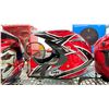 Image 8 : 2 SHELVES OF ASSORTED MOTORCYCLE HELMETS & PAIR OF ALPINESTARS TECH 3 BOOTS SIZE 9