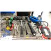 Image 2 : SHELF OF ASSORTED ITEMS INCLUDING; TOOLS, FLASHLIGHT, HEAT GUN, FALL ARREST HARNESS & MORE