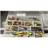 Image 2 : PAIR OF CHEST WADERS SIZE 7 & 2 ORGANIZERS WITH ASSORTED FISHING CONTENTS