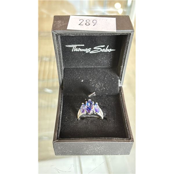 STERLING SILVER RING WITH PURPLE STONES