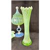 Image 2 : 3 VINTAGE  GREEN GLASS VASES