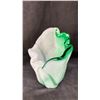 Image 2 : 2 VINTAGE GREEN GLASS-BLOWN VASES