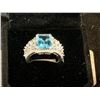 Image 2 : 925S 4.0CT NATURAL SWISS BLUE TOPAZ EMERALD CUT RING - SIZE 6 - MOUNTED IN 925 STERLING SILVER WITH