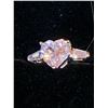Image 2 : PLATINUM PLATED 1.25CT HEART CUT SIMULATED DIAMOND (CZ) TRINITY RING WITH BAGUETTE SIDESTONES -