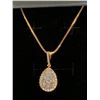 Image 2 : 18K GOLD PLATED 4.0CT PEAR CUT SIMULATED DIAMOND (CZ) HALO NECKLACE - CHAIN 17" LONG