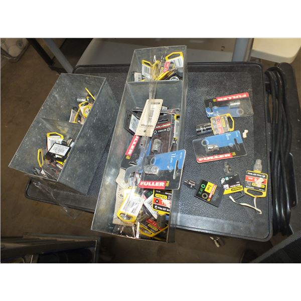 2 Small Metal Bins w/ Assorted New Sockets