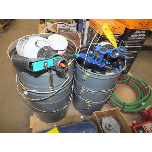 5 Pails & Assorted Small Sprayers