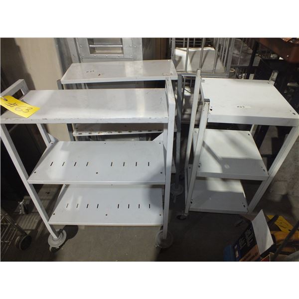 3 Metal Carts On Wheels