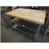 Image 1 : Stainless Steel Wood Top Prep Table On Wheels